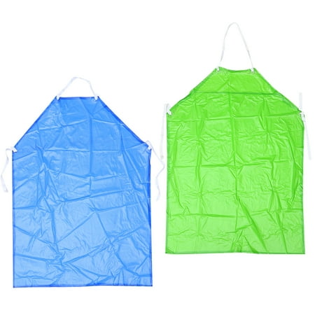 

kitchen apron 2PCS Waterproof Oilproof Apron Acid-resistant Alkali-resistant Apron Five Colours Oxford Apron Heavy Duty PVC Apron for Home Office Studio Store (Sky-blue+Fruit Green)