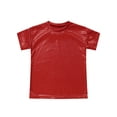thumbnail image 6 of YUUMIN Kids Boys Girls Sparkly Sequin Dance Tops Round Neck Short Sleeve T-Shirts Stage Performance Red 150, 6 of 7