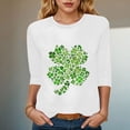thumbnail image 2 of felwors St Patricks Day Shirt Women 2025 Casual Plus Size 3/4 Sleeve Irish Clover Shirts Funny Saint Patrick's Tunic Tops (White, S), 2 of 8