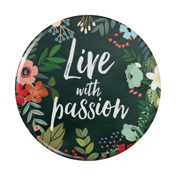 Live with Passion Floral Inspirational Kitchen Refrigerator Locker Button Magnet