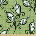 thumbnail image 2 of Abstract Fabric by the Yard, Botanical Inspired Leafy Motif with Curlicue Lines, Decorative Upholstery Fabric for Sofas and Home Accents, Green Evergreen by Ambesonne, 2 of 5