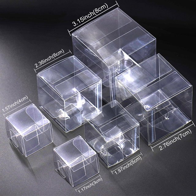 Cajas de regalo de PVC transparente cuadradas para dulces, chocolates, joyas, embalaje para bodas y Navidad, 30 o 50 unidades