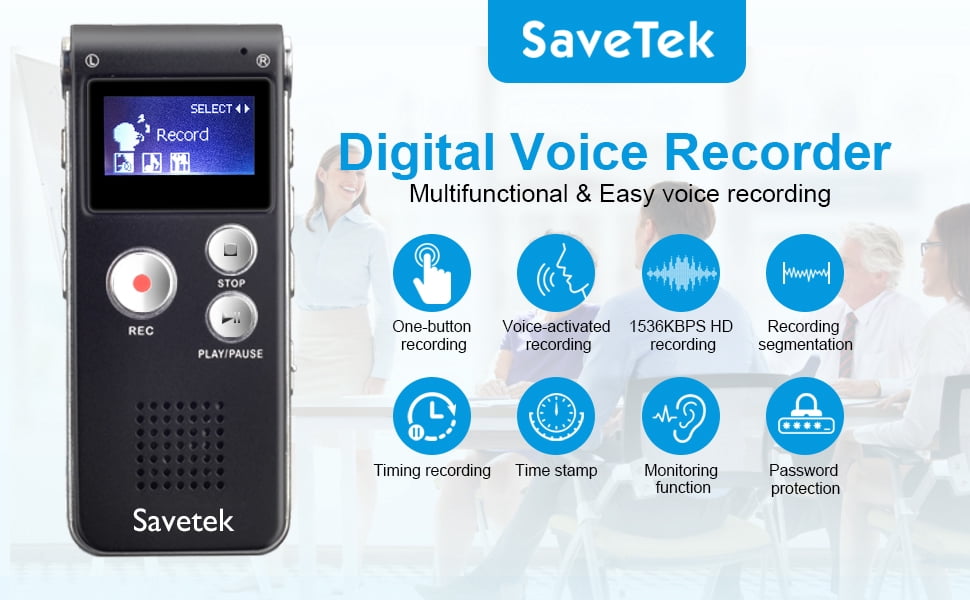 EVP Ghost Hunting Recorder with Voice Activation - 16GB Portable Digital Audio Recorder for Lectures & Meetings Password 1536kbps