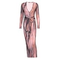 thumbnail image 4 of Njoeus Bodycon Dresses for Women Pencil Party Club Night Out Midi Sheath Dress Long Sleeve Striped Long Maxi Dress with Belt, 4 of 8