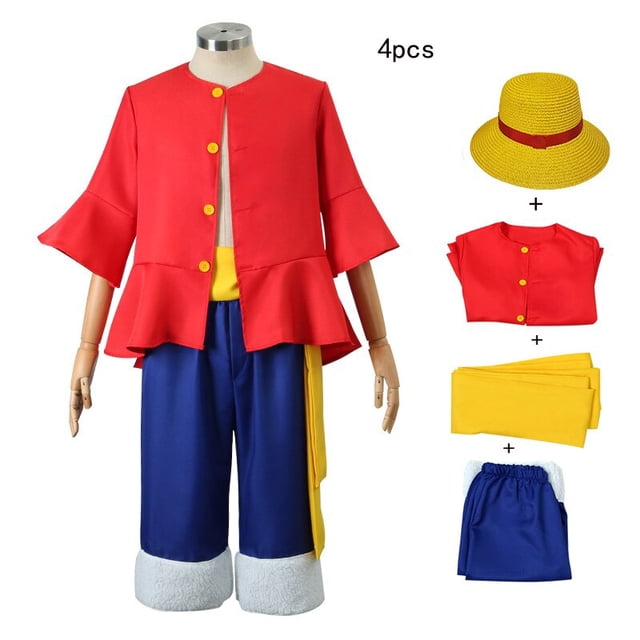 Disfraz de Cosplay de una pieza de Anime Country Monkey D. Traje de uniforme de dibujos animados de Luffy para niños y hombres, Kimono, abrigo de fiesta de Halloween, pantalones, sombrero xuanjing unisex