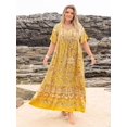 thumbnail image 4 of Yellow Bohemian Plus Size Floral V-Neck Loose Maxi Dress For Summer Beach Holiday Party, 4 of 8