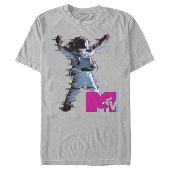 Men's MTV Spaceman Misprint  Graphic Tee Silver Small
