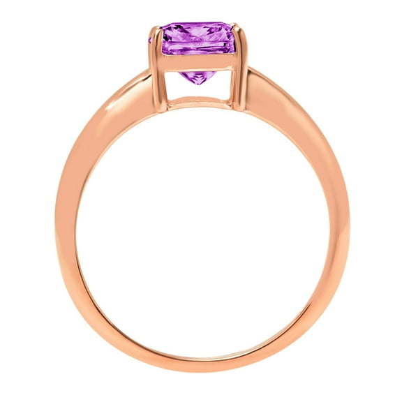 2.5 ct Cushion Cut Simulated Alexandrite Solitaire Engagement Ring for Women in 18K Rose Gold