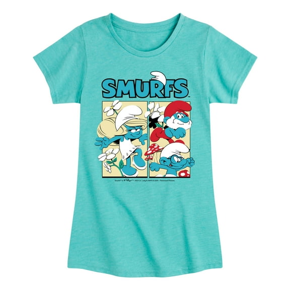 Smurfs - Grid - Toddler And Youth Girls Fitted Short Sleeve Graphic T-Shirt