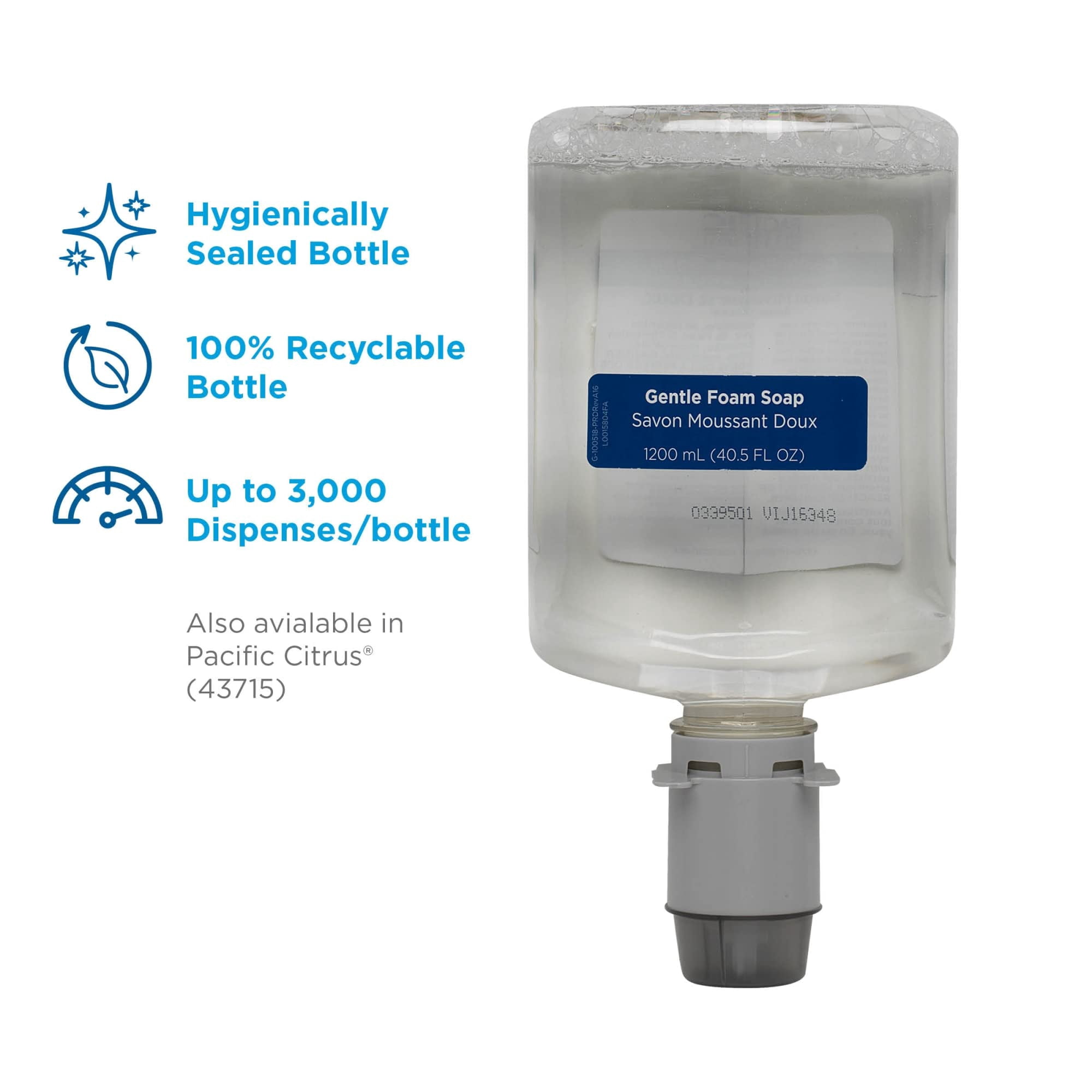 1200 mL Pacific Blue Ultra Foam Soap Manual Dispenser Refill - Fragrance-Free (4/Carton)
