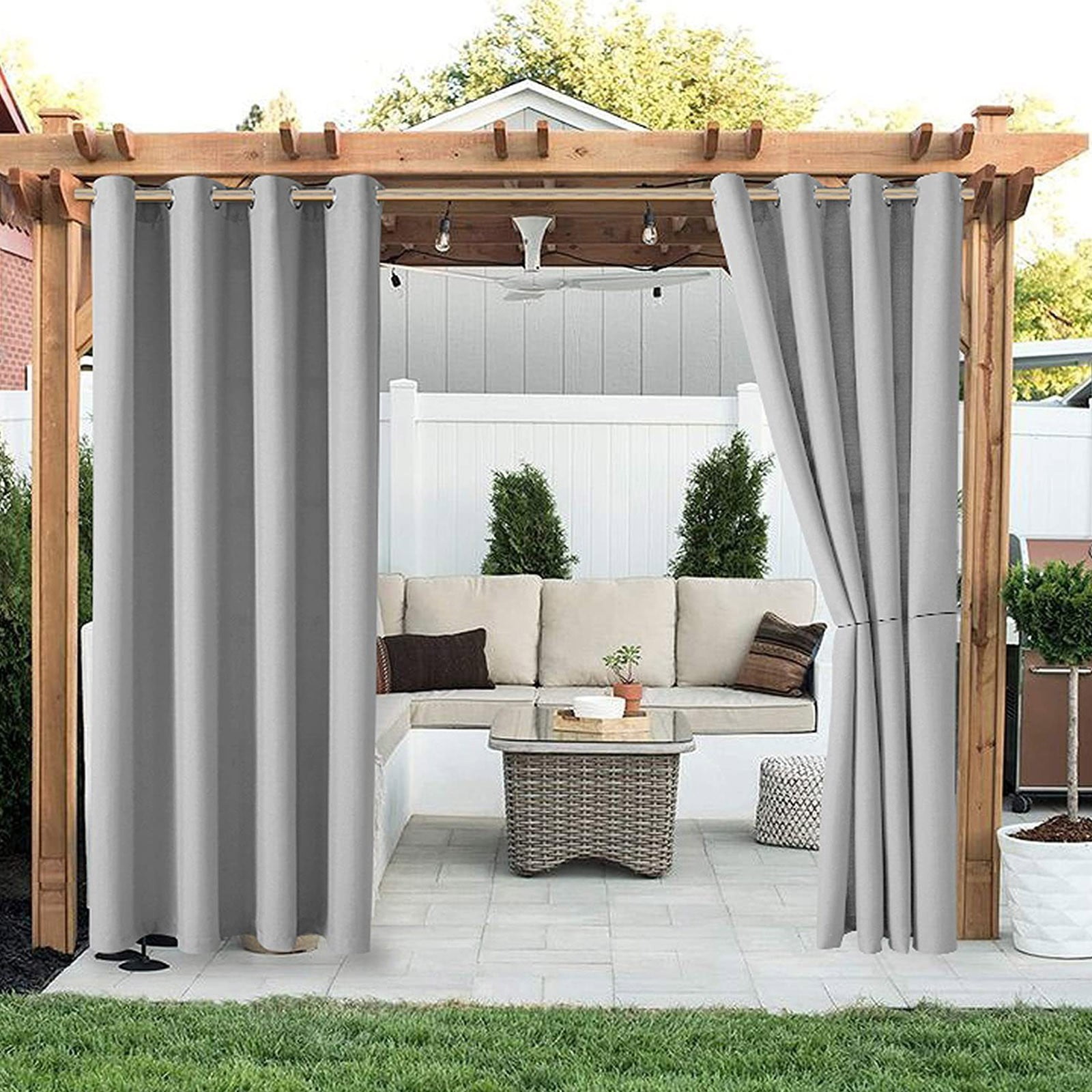 (Clearance) pdqouc Waterproof Outdoor Curtain - Grommet Top Sunlight Blocking Window Treatment Drapes Blackout Curtains for Home Bedroom Living Room Outdoor Patio Porch Pergola Cabana Gazebo 1 Panel