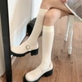 thumbnail image 5 of Japanese Preppy Style Women Knee High Socks Sweet Milky White Black Vertical Striped Solid Color Student Uniform Thin Slim Calf Stockings, 5 of 16