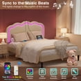 thumbnail image 6 of VECELO LED Bed Frame, Queen Size Upholstered Platform Bed Frame with Adjustable Charging Station Headboard, No Box Spring Needed, Easy Assembly, Beige, 6 of 7
