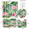 thumbnail image 2 of FMSHPON Tropical Leaf Flamingo 4 Piece Bathroom Set Shower Curtain Bath Rug Contour Mat and Toilet Lid Cover, 2 of 8