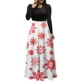 thumbnail image 2 of WXLWZYWL Women's Christmas Dresses Casual Vintage Print Round Neck Long Sleeve Dress Outs Fall Winter Dresses Loose Maxi Dresses, 2 of 5