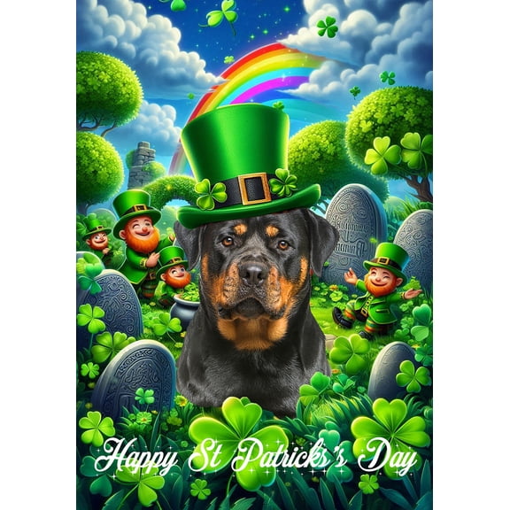 Rottweiler - Best of Breed Saint Patricks Day Outdoor Garden Flag 12" x 17" Mailbox Flag Dog Flag