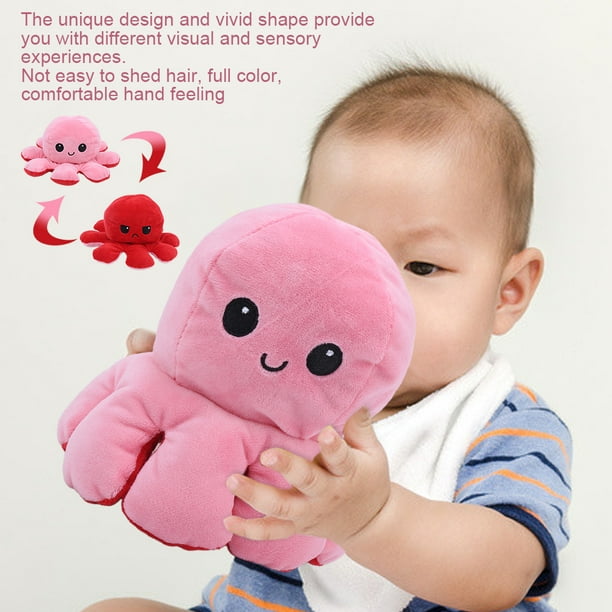Peluche Pulpo Reversible De Doble Cara – Naranja Y Negro, Expresiones Distintas, Juguete De Felpa Con Emociones, Regalo Para Niños Y Niñas