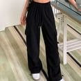 thumbnail image 7 of CAIVO Women's Solid Color Fashion Sport Pants High Waisted Drape Work Pants Loose And Casual Pants Slacks Trousers Classic Streetwear, 7 of 7