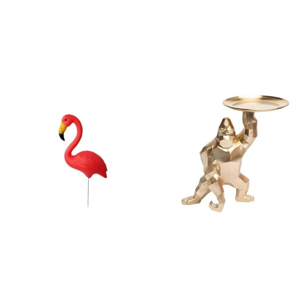 Estatua de estaca de jardín,Adorno de jardín con forma de flamenco,estaca para césped,patio o porche,Estatua de flamenco,figurita,escultura,playa al aire libre,Estatua,Estatua Bandeja para