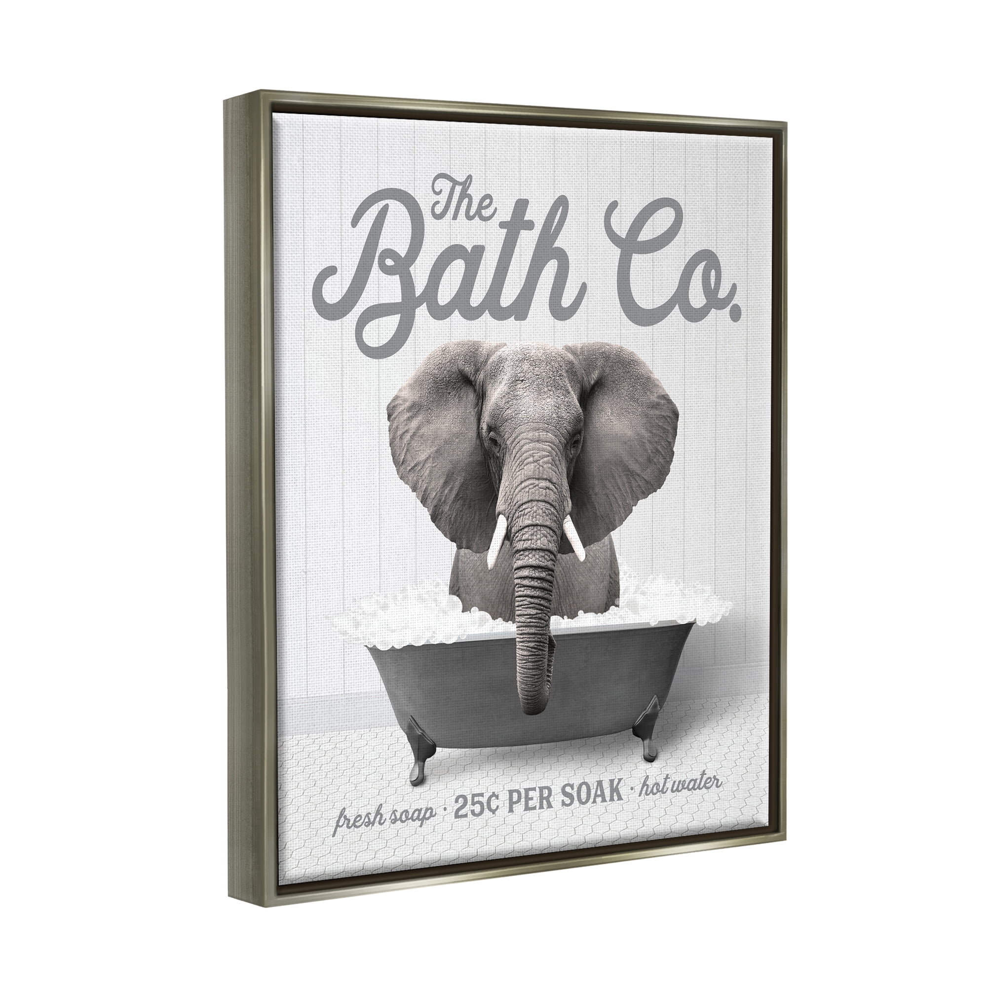 Stupell Industries Bubble Bath Elephant Animals & Insects Painting Gray Floater Framed Art Print Wall Art, 25 x 31