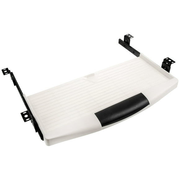 White Keyboard Tray with Storage Plate 14 Inch for Home Use Durable Plastic Keyboard Slide