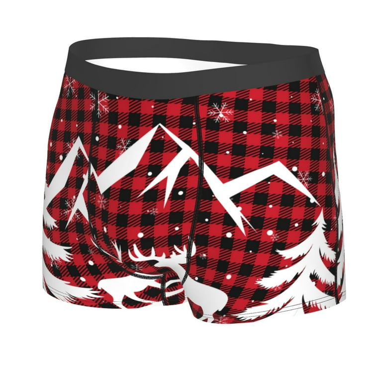 Disketp Christmas Buffalo Plaid Men'S Boxer Briefs,Soft And Breathable  Cotton Underwear With Comfortflex Waistband 