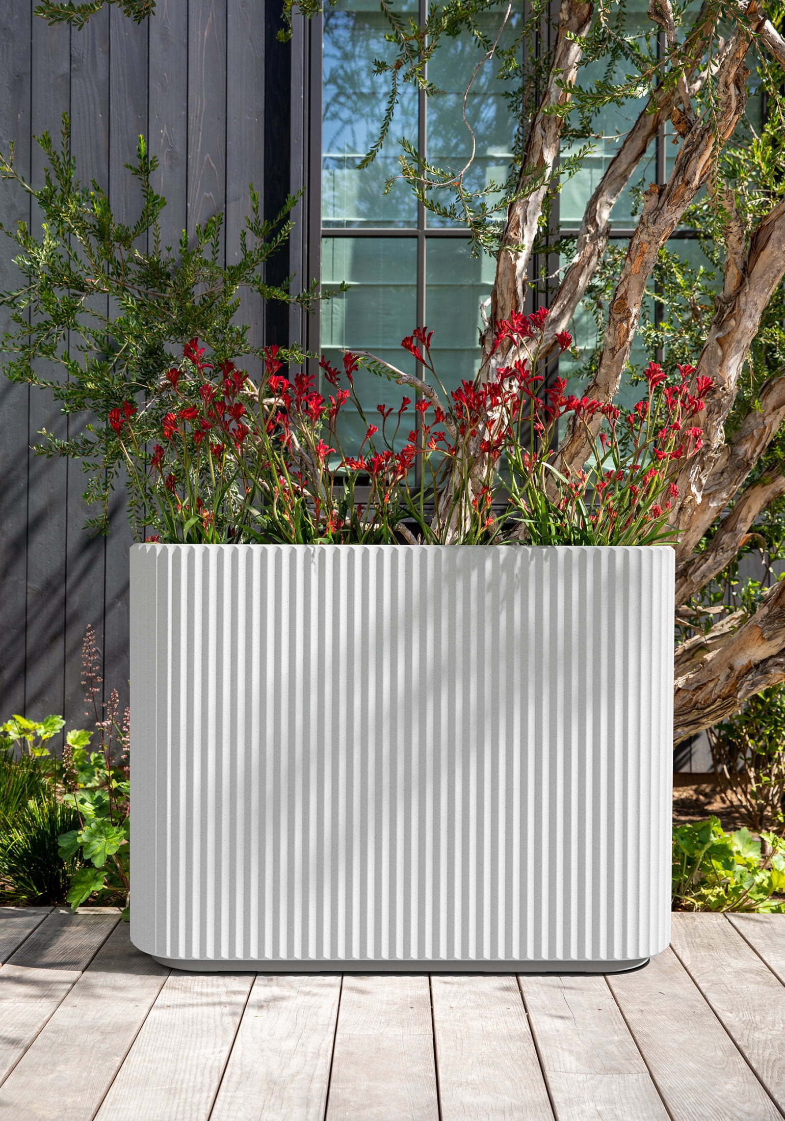Veradek Demi Series Span 36" Plastic-Stone Planter - (White)