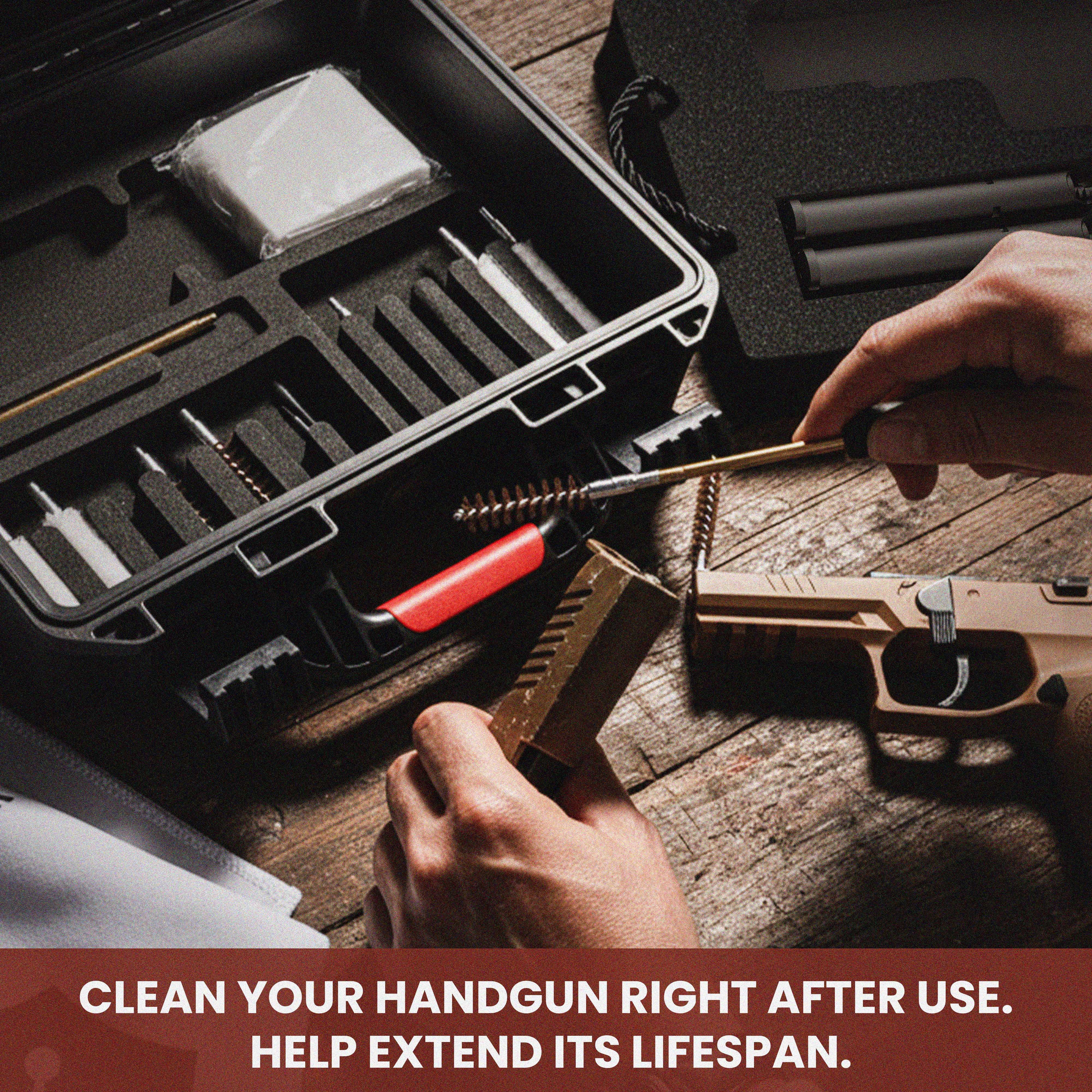Kinghardcase All-in-One Hard Pistol Case with Cleaning Kit – Waterproof Gun Case for Handguns, Impact-Resistant Handgun Storage Case for the Range and Travel, Fits Most Pistols