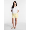 thumbnail image 3 of Time and Tru Women's Linen Blend Shorts with Scalloped Hem, Sizes XS-XXXL, 3 of 6