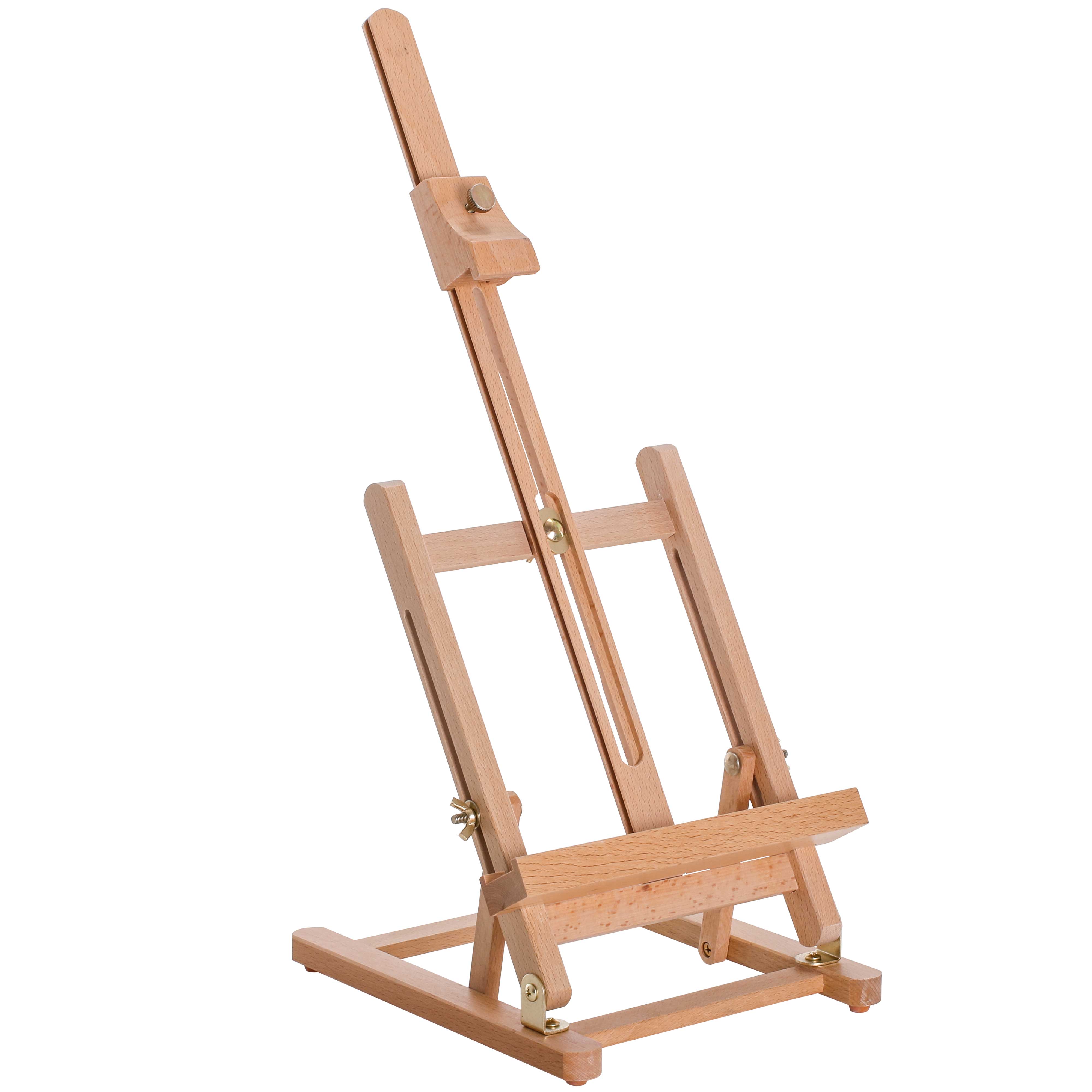U.S. Art Supply Small Tabletop Wooden H-Frame Studio Easel, Artists Adjustable Beechwood Paint Display Easel, 16" Canvas