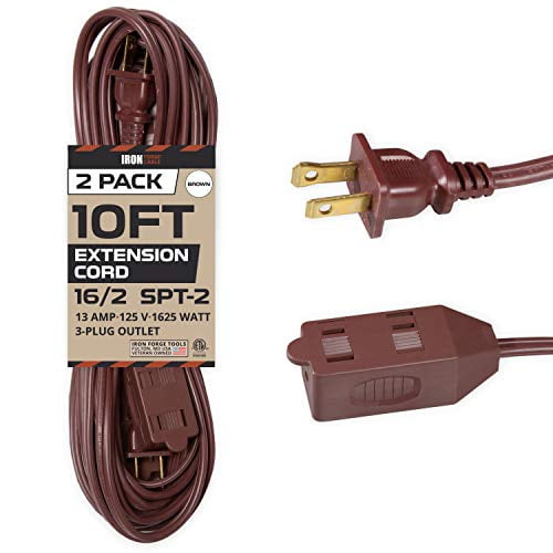 16/2 Durable Electrical Cable 15 Ft White Extension Cord 2 Pack 