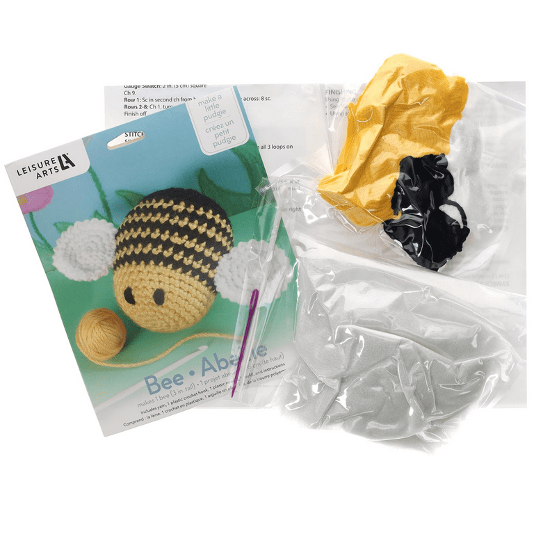 Leisure Arts Pudgies Animals Crochet Kit, Cow, 3, Complete Crochet kit,  Learn to Crochet Animal Starter kit for All Ages, Includes Instructions,  DIY amigurumi Crochet Kits