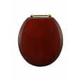 thumbnail image 3 of Renovator's Supply Round Cherry Finish Brass Hinge Toilet Seat in Hardwood, 3 of 12