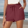 thumbnail image 5 of YMNXA Women's Summer Shorts Drawstring Elastic Waist Solid Color Wide Leg Comfortable Breathable Shorts With Pockets For Casual Daily Wear,Brick Red,Xl, 5 of 8