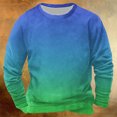 thumbnail image 2 of ohmzyzo Mens Long Sleeve Sweatshirts Casual Gradient Color Loose Pullover Tops Fall Fashion Graphic Athletic Shirts Blue XL, 2 of 3