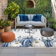 thumbnail image 2 of Fall Blue Pumpkin Outdoor Rug for Patio/Deck/Porch, Non-Slip Large Area Rug 4 x 6 Ft, Thanksgiving White Eucalyptus Flower Indoor Outdoor Rugs Washable Area Rugs, Reversible Camping Rug Carpet Runner, 2 of 8