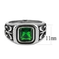 thumbnail image 2 of High polished (no plating) Stainless Steel Ring with Synthetic Synthetic Glass in Emerald for Women Emerald Stone Color Style TK3616 Size 9, 2 of 5
