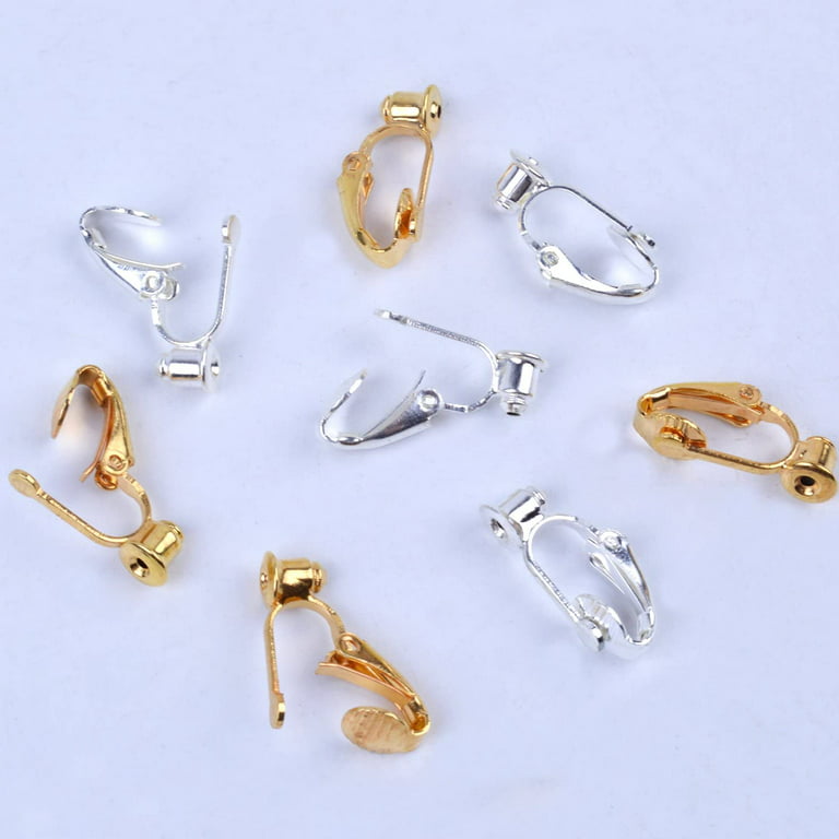 Aylifu 20 Pieces Clip on Earring Converter Non-Pierced Earrings Components and 20 Pieces Earring Cushions for Earring Making,Gold