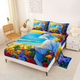 thumbnail image 2 of jejeloiu Tropical Parrot Bed Sheets,Floral Beach Print Full Size Sheets For Boys,Multicolor,4-Piece,1 Flat Sheet, 1 Fitted Sheet and 2 Pillowcases, 2 of 6