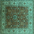thumbnail image 1 of Ahgly Company Indoor Square Oriental Turquoise Blue Traditional Area Rugs, 8' Square, 1 of 4