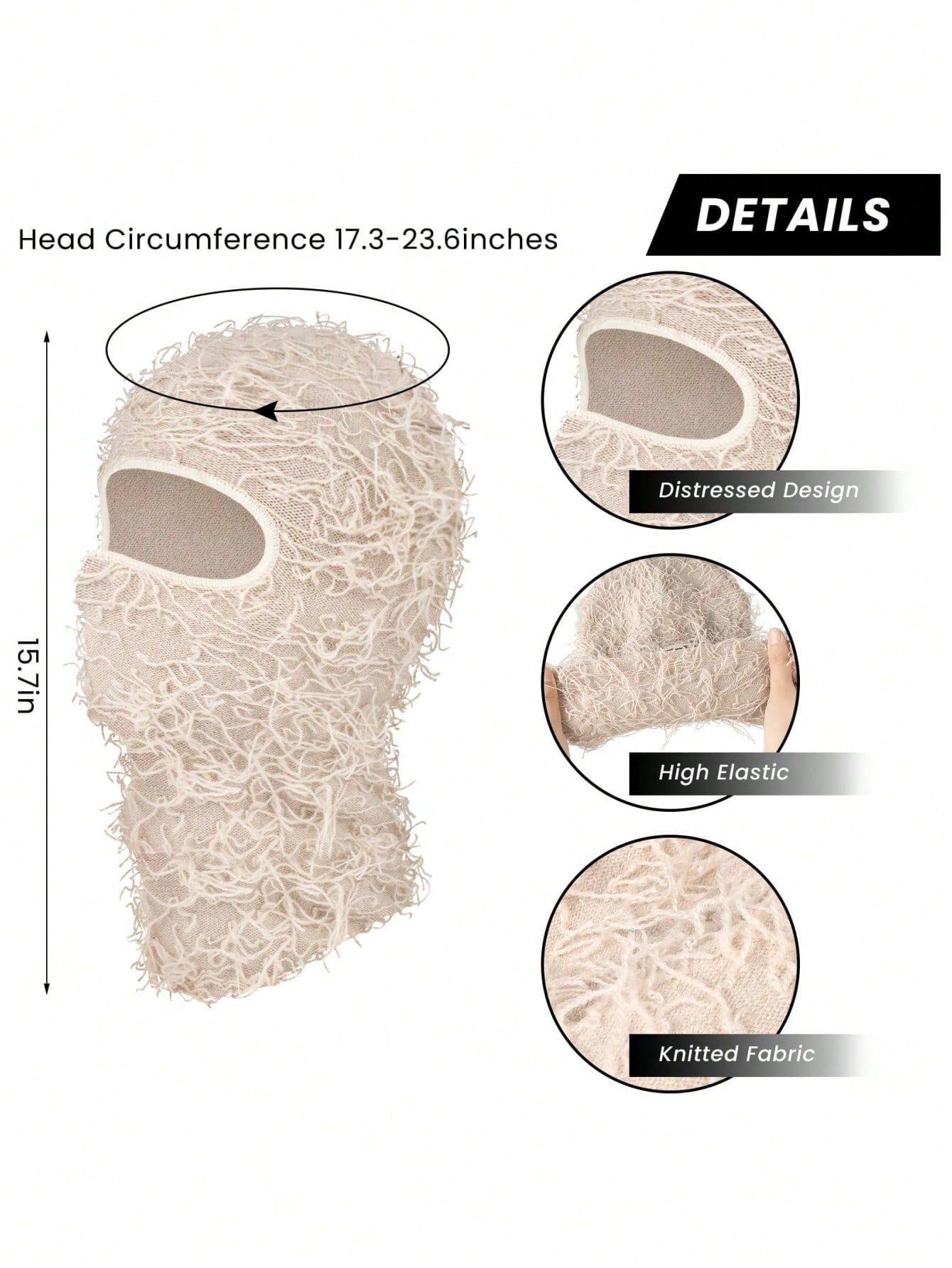 Distressed Fuzzy Balaclava Ski Mask, Multicolor, 1 Pack