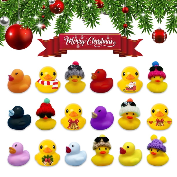 Calendario De Adviento De Navidad Calendario de Adviento de Navidad de 24 rejillas, accesorios de pato de goma de Navidad, caja ciega Likrtyny Libre de BPA