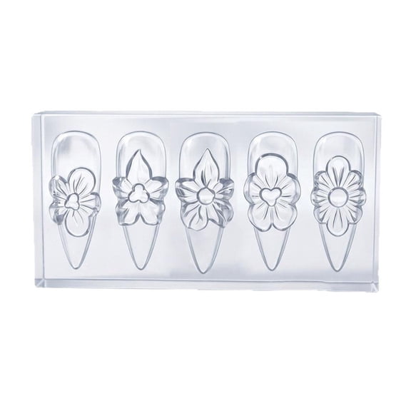 3D Flowers Spring Nail Art Mold, Silicone Nail Molds, Reusable Clear 3D Flowers Nail Art Molds, Flower Nail Design Manicure Template DIY Charms Resin Craft Accessories
