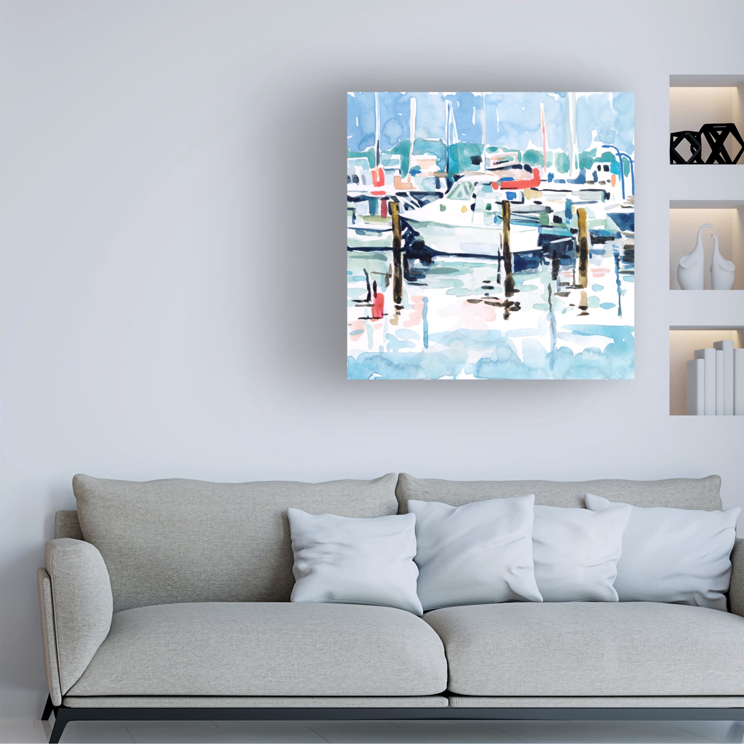 Emma Scarvey 'Watercolor Marina I' Canvas Art