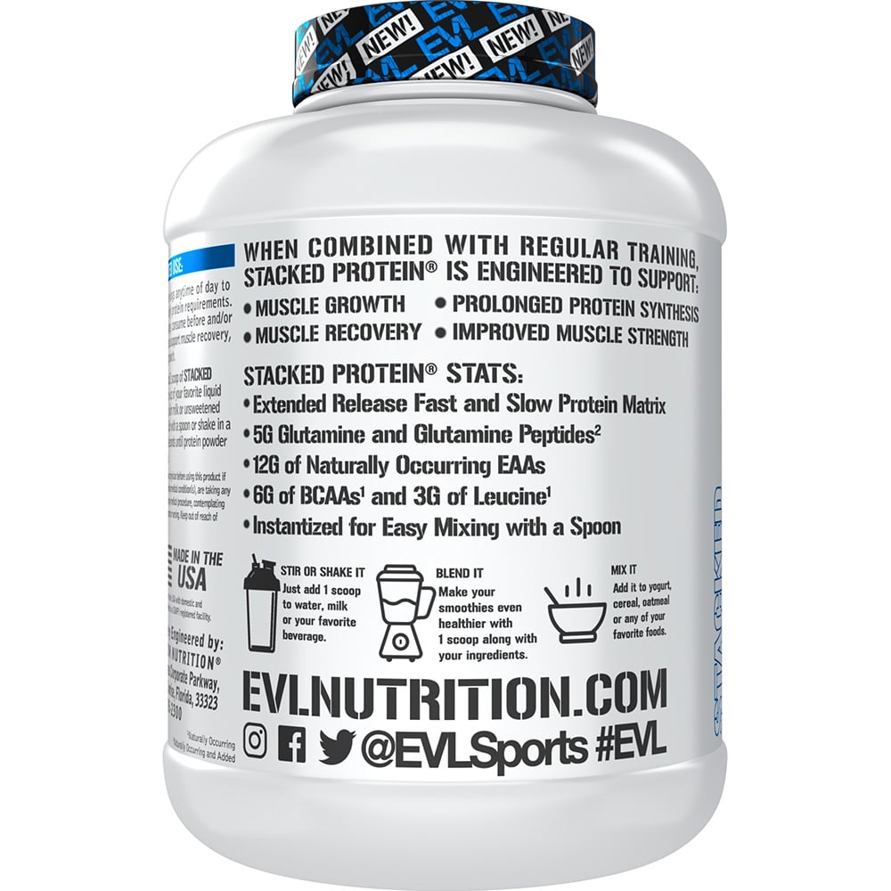 Evlution Nutrition Stacked Protein Protein Powder with 25 Grams of Protein, 6 Grams of BCAAs and 5 Grams of Glutamine (Vanilla Ice Cream, 5 LB)