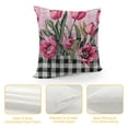 thumbnail image 4 of Fenyluxe Spring Pink Tulips Pillow Covers, Buffalo Plaid Black White Decorations Outdoor Throw Pillow Covers, Square Pillowcases for Patio Sofa Couch Bedroom Decorative 12x12in, 4 of 5