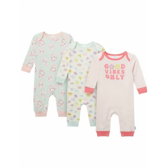 Baby Girl Onesies Brand 3-Pack Footless Pajama Set Sizes (Newborn-24 Months)