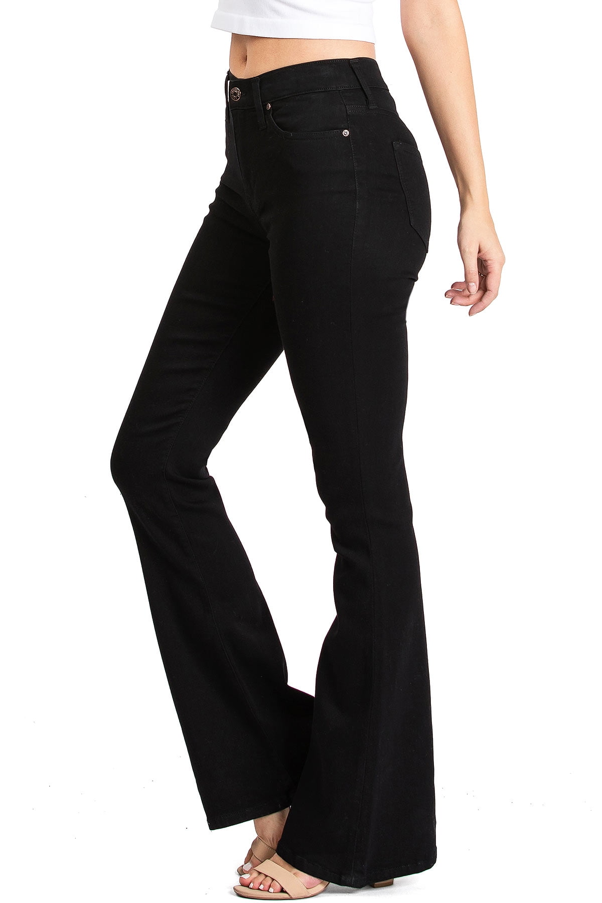 mid rise black flare jeans