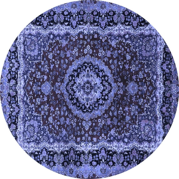 Ahgly Company Indoor Round Medallion Blue Traditional Area Rugs, 4' Round