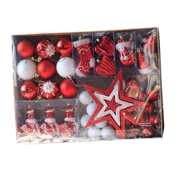 Juego de 47 adornos para árbol de Navidad, accesorio decorativo para árbol de Navidad Rojo